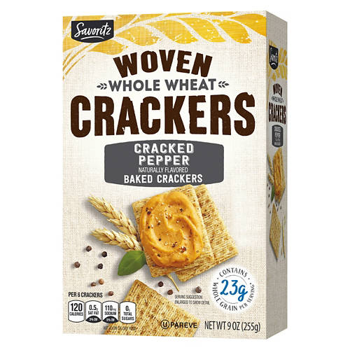 Savoritz Cracked Pepper Woven Wheat Crackers, 9 oz